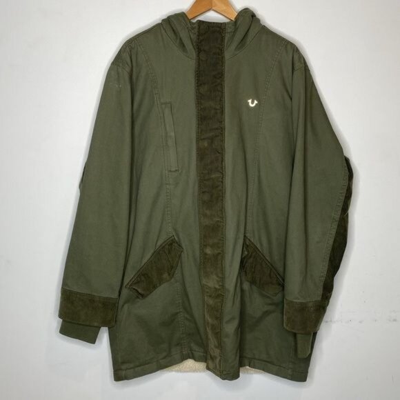 True Religion Green Hooded Parka Jacket: Size Extra Large - Picture 1 of 12